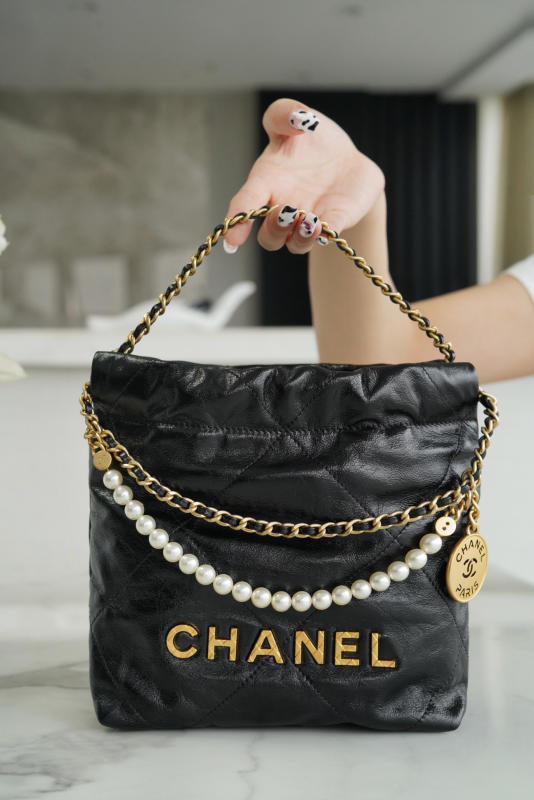 Túi xách Chanel 23S 22Mini ngọc trai màu đen siêu cấp 1:1